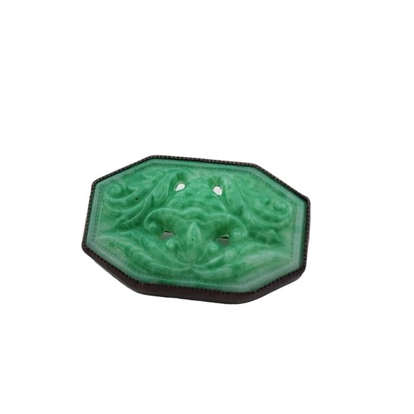 Antique Bezel Set Beautifully Carved Peking Brooch (A3353) - Picture 3 of 5